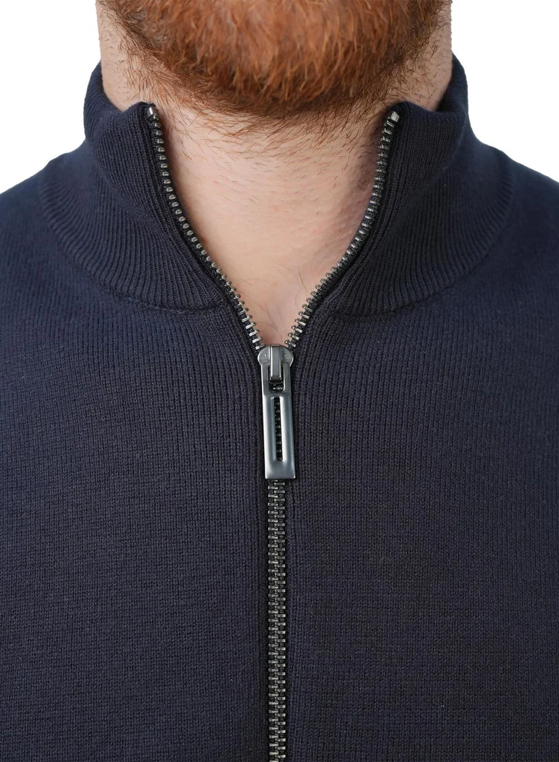 Giordano  Men's Texture Stitch Mock Neck Long Sleeve Full Zipper Cardigan for Men | Best Price UAE
